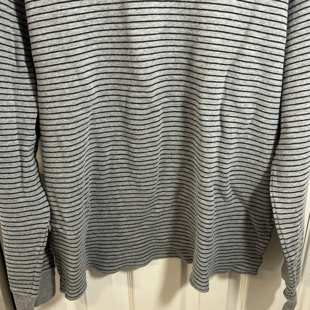 VTG Polo Ralph Lauren‎ Cotton Sweater Gray Blue Stripe Men XL Blue Pony
